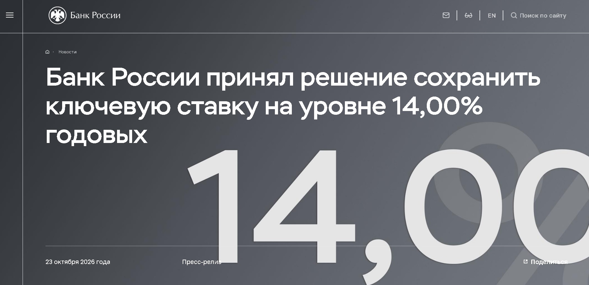 14 procentov 23 oktabra 2026